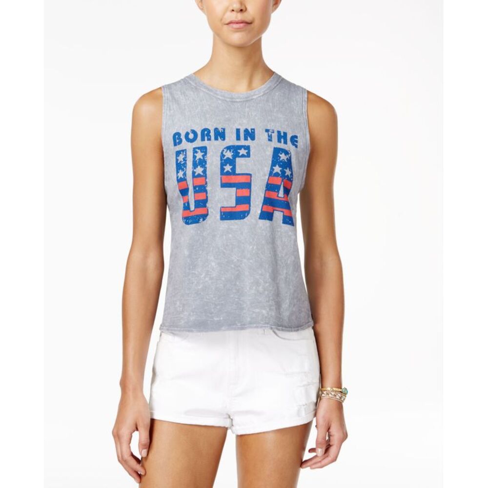 American Rag Juniors Born In The Usa Flag Graphic High Low Tank Top